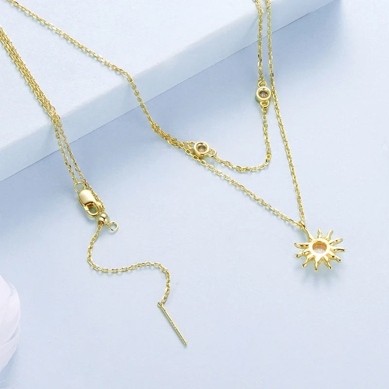 Collier Double Rang Soleil Opale en Argent 925