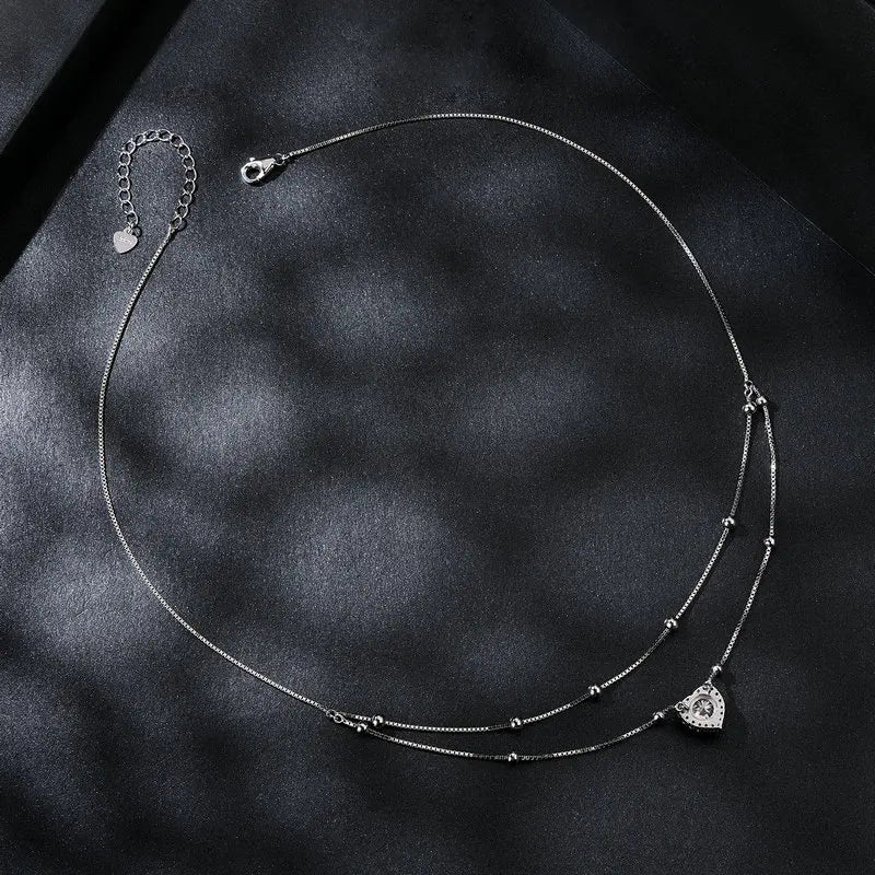 Collier Moissanite Double Rang en Argent 925 avec Certificat