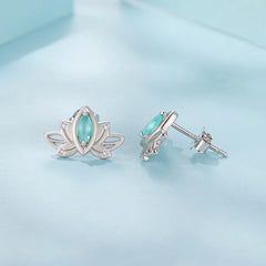 Boucles d'Oreilles Puces Fleur de Lotus en Argent 925