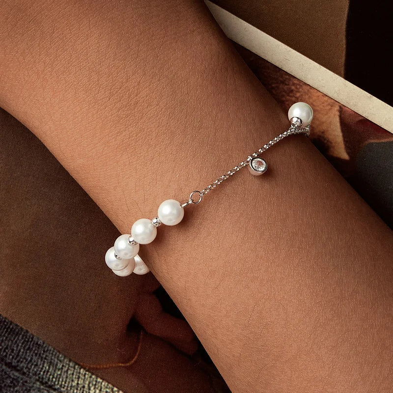 Bracelet Perles Coquillage à Pampille en Argent 925