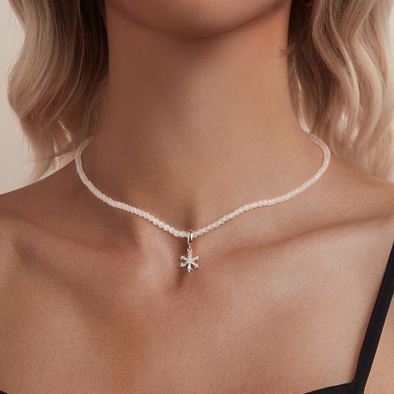 Collier Pendentif Fleur de Givre en Argent 925