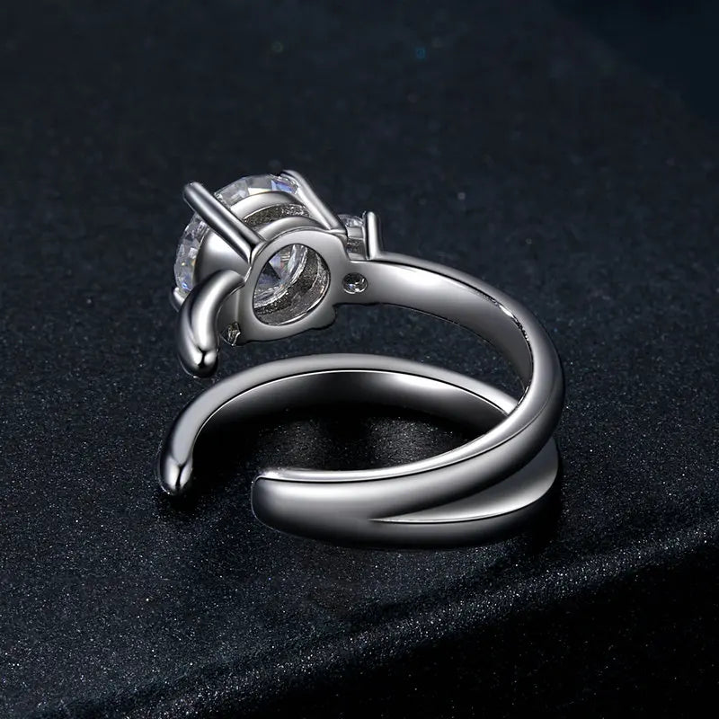 Boucle d'Oreille Cartilage Moissanite Double Rang en Argent 925 avec Certificat