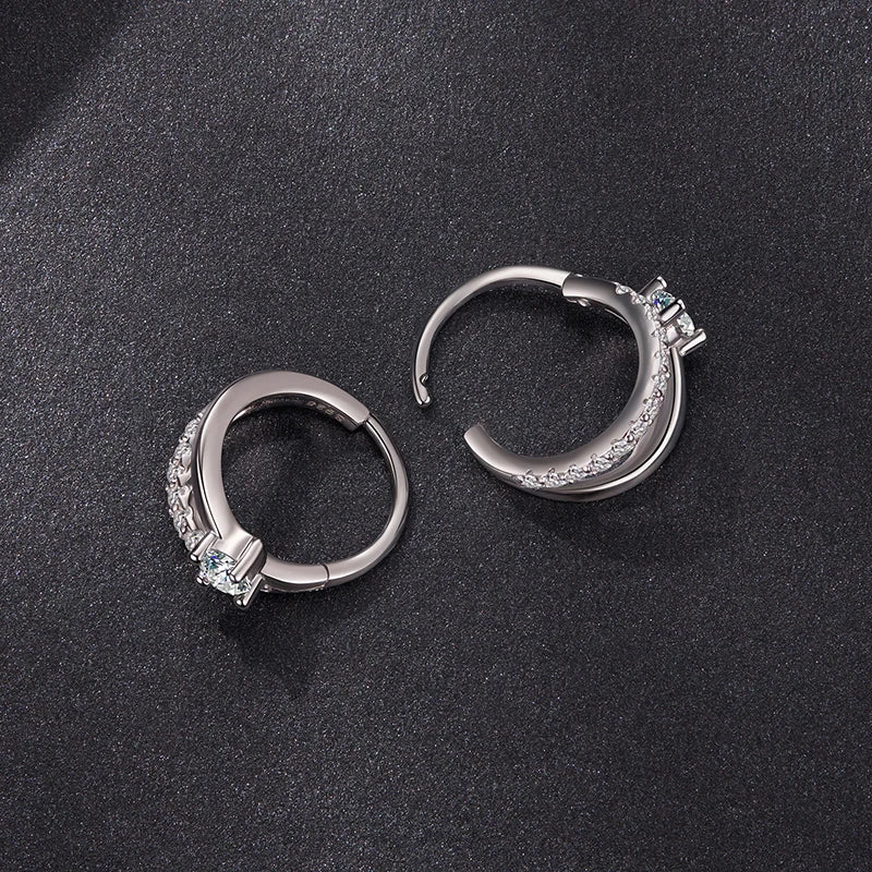 Créoles Double Rang Moissanite en Argent 925 avec Certificat