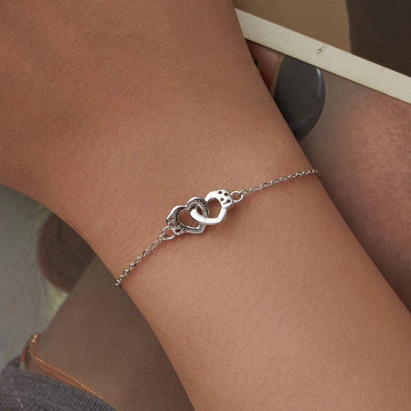 Bracelet Menottes Cœur en Argent 925