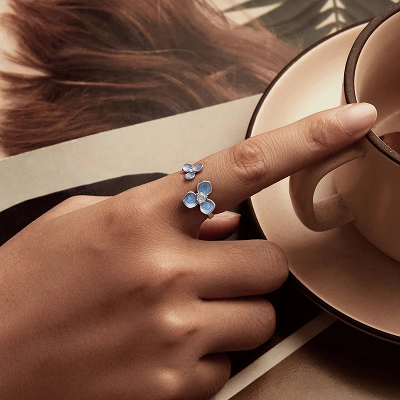 Bague Fleur Bleue en Argent 925