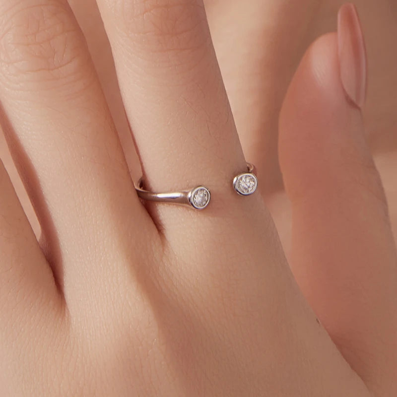 Bague Ajustable Moissanite 0,1ct en Argent 925 avec Certificat