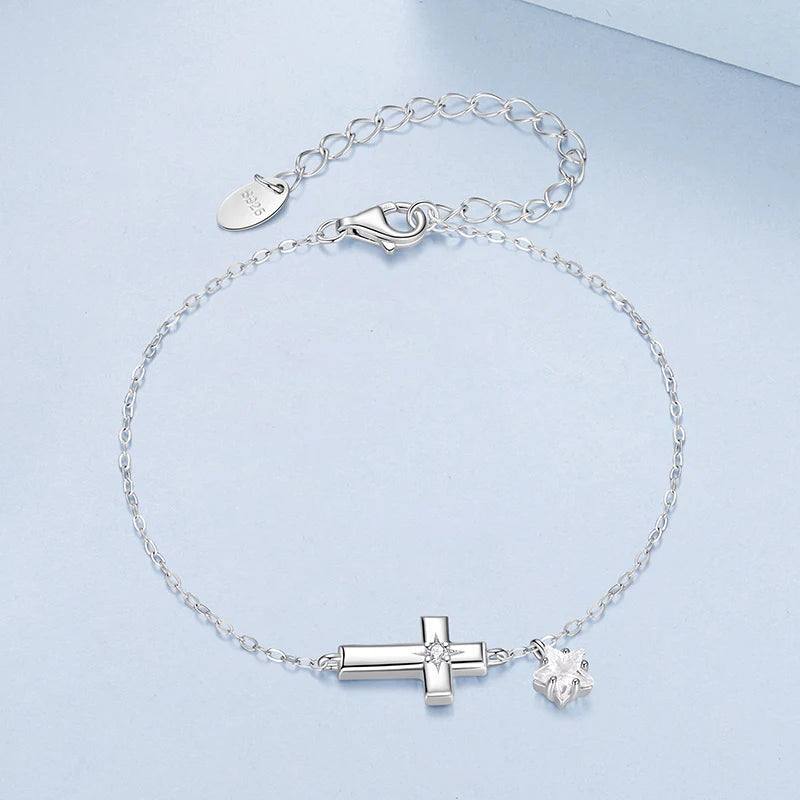 Bracelet Croix Lumière d'Étoile en Argent 925
