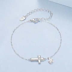 Bracelet Croix Lumière d'Étoile en Argent 925