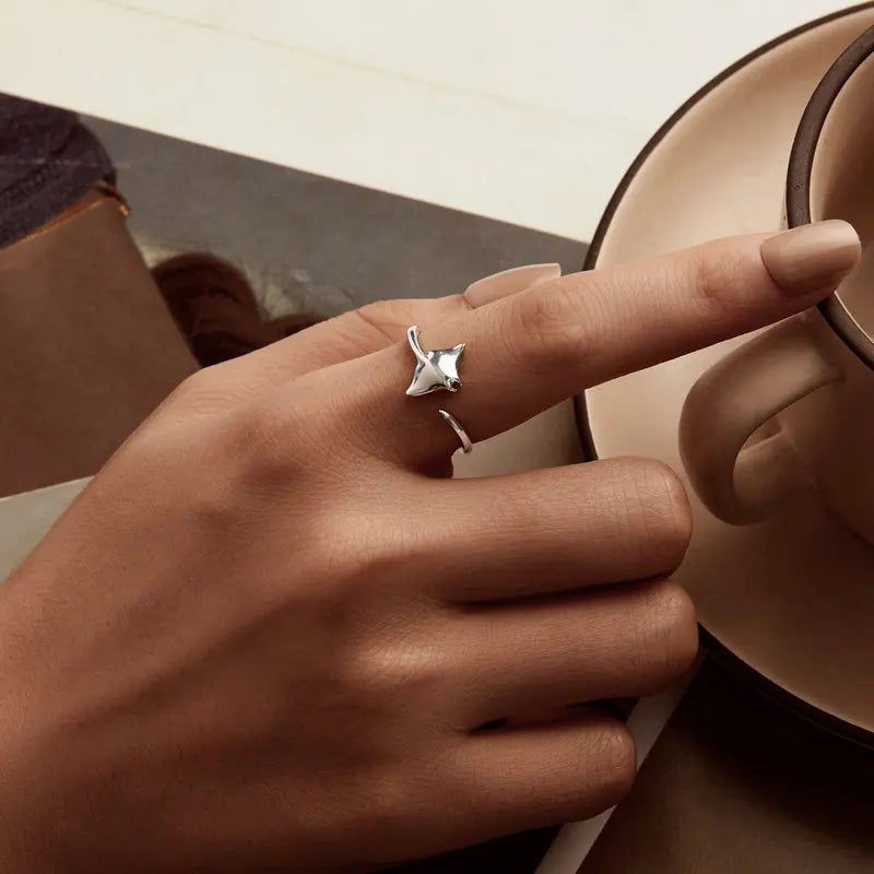 Bague Ajustable Raie en Argent 925
