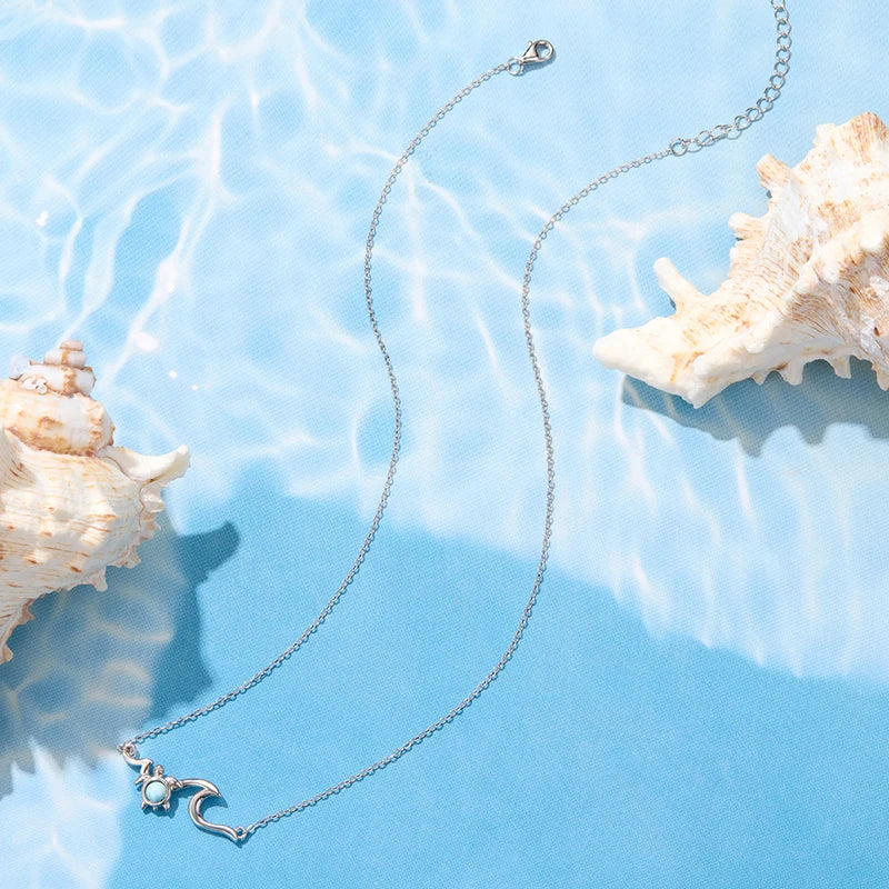 Collier Tortue Vague Larimar en Argent 925