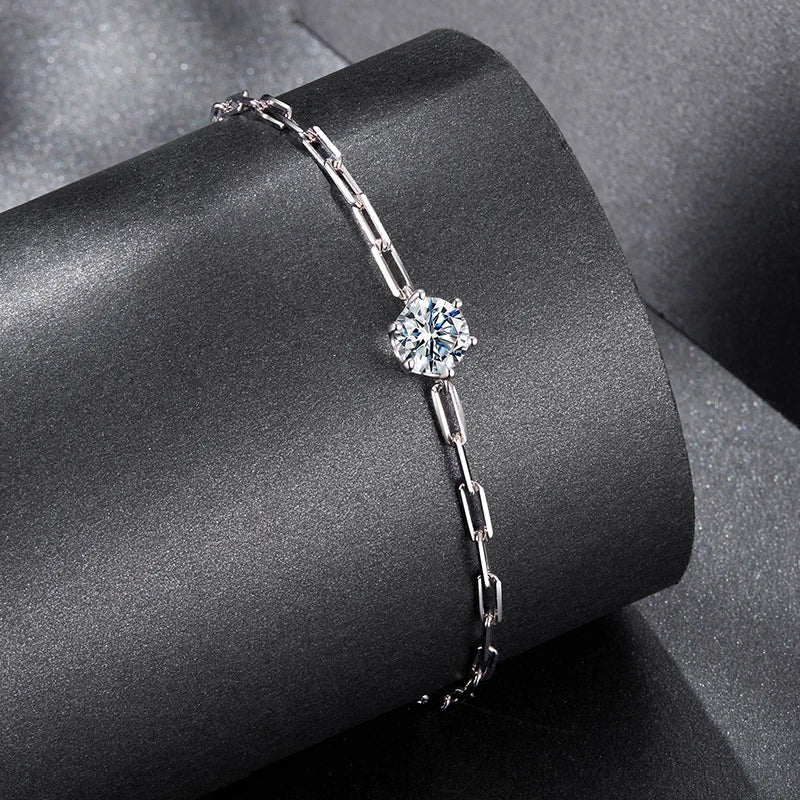 Bracelet Moissanite Étincelant en Argent 925 avec Certificat
