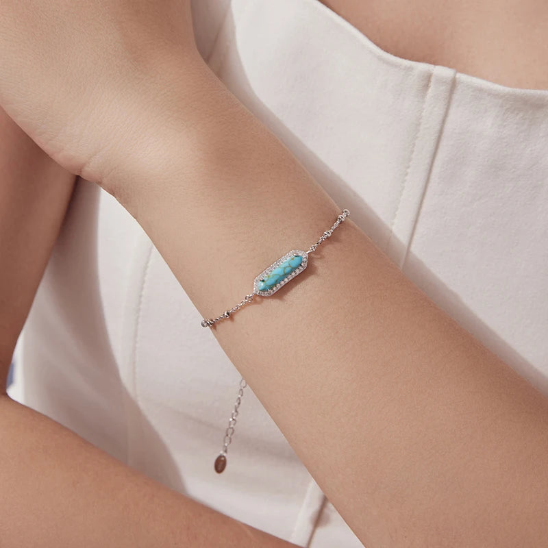 Bracelet Turquoise Minimaliste en Argent 925