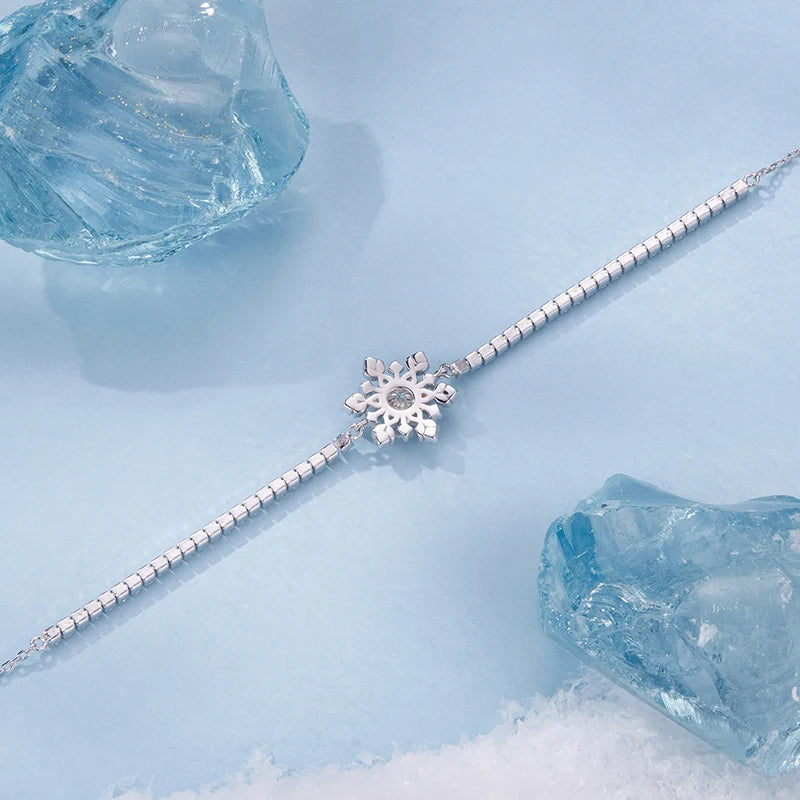 Bracelet Ajustable Fleur de Givre en Argent 925