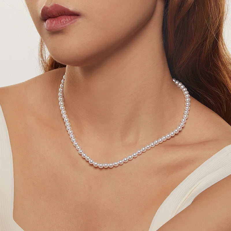 Collier Perles de Coquillage 5mm en Argent 925