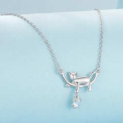 Collier Pendentif Chat en Argent 925