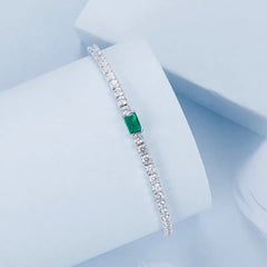 Bracelet Élégant Vert Émeraude en Argent 925