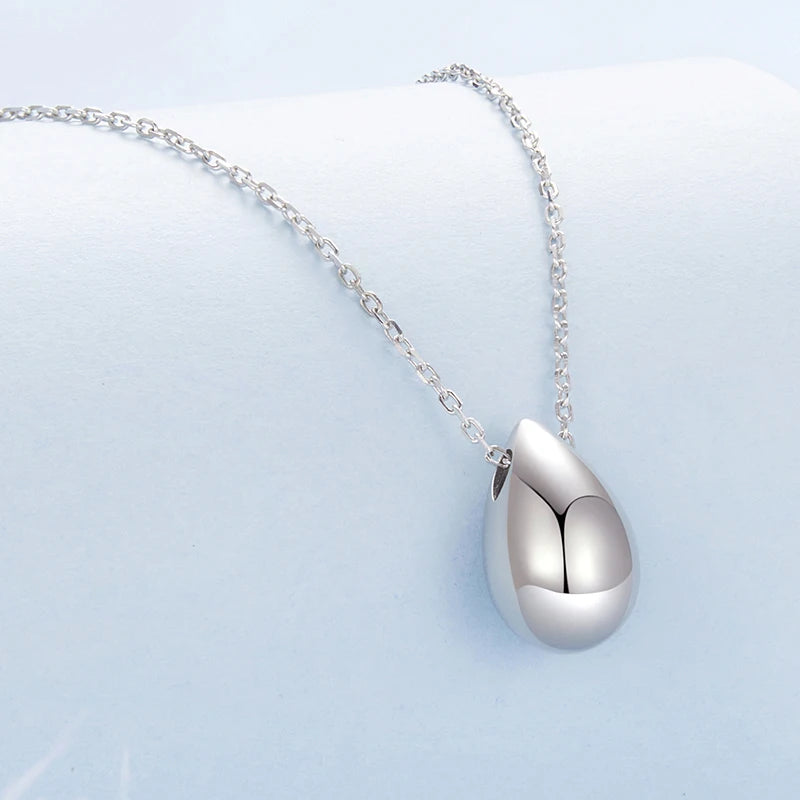 Collier Pendentif Goutte Métallique en Argent 925