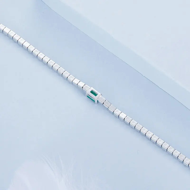 Bracelet Élégant Vert Émeraude en Argent 925