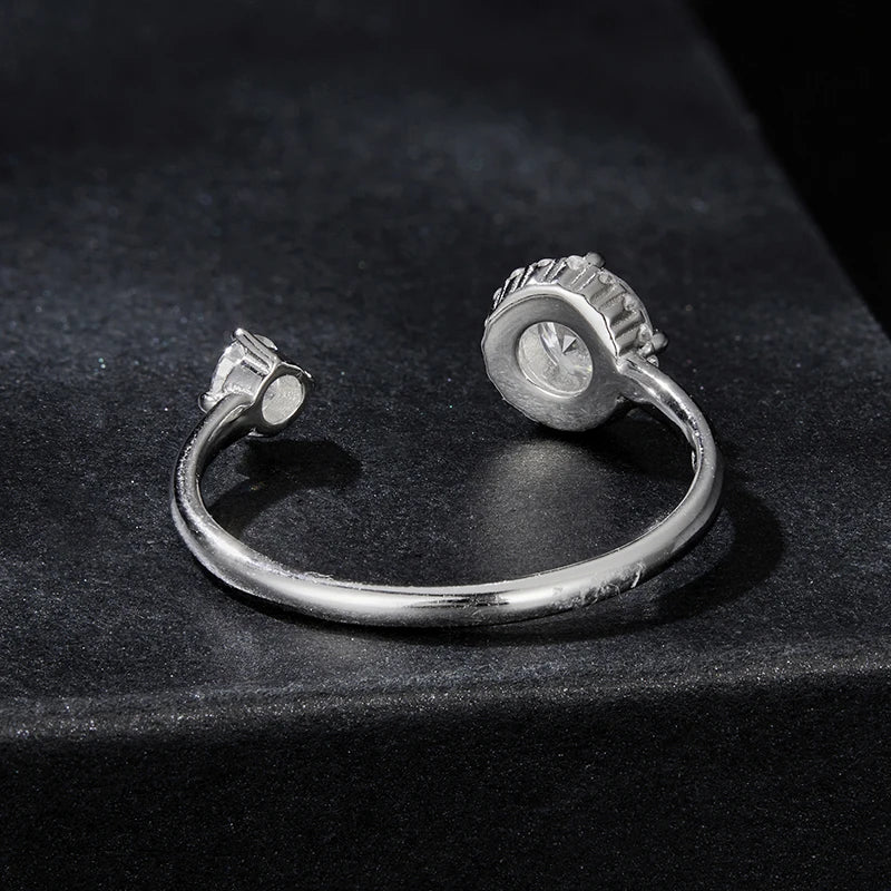 Bague Ajustable Moissanite Étincelante en Argent 925 avec Certificat