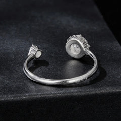Bague Ajustable Moissanite Étincelante en Argent 925 avec Certificat