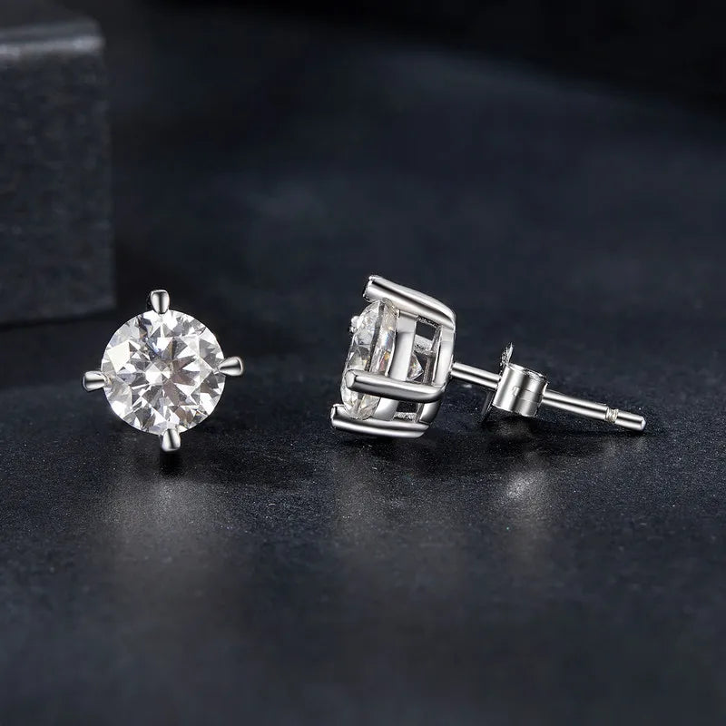 Boucles d'Oreilles Puces Moissanite 1ct en Argent 925 avec Certificats