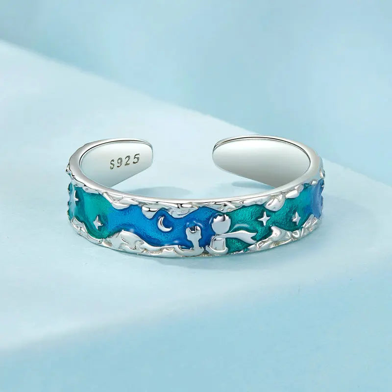 Bague Ajustable Petit Prince et Renard en Argent 925