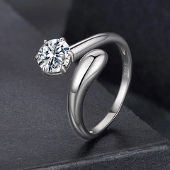 Bague Ajustable Moissanite Tendance en Argent 925 avec Certificat
