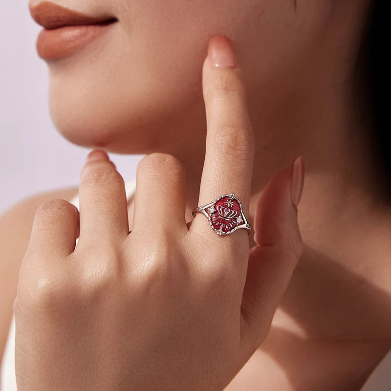 Bague Ajustable Carte de Tarot Reine en Argent 925