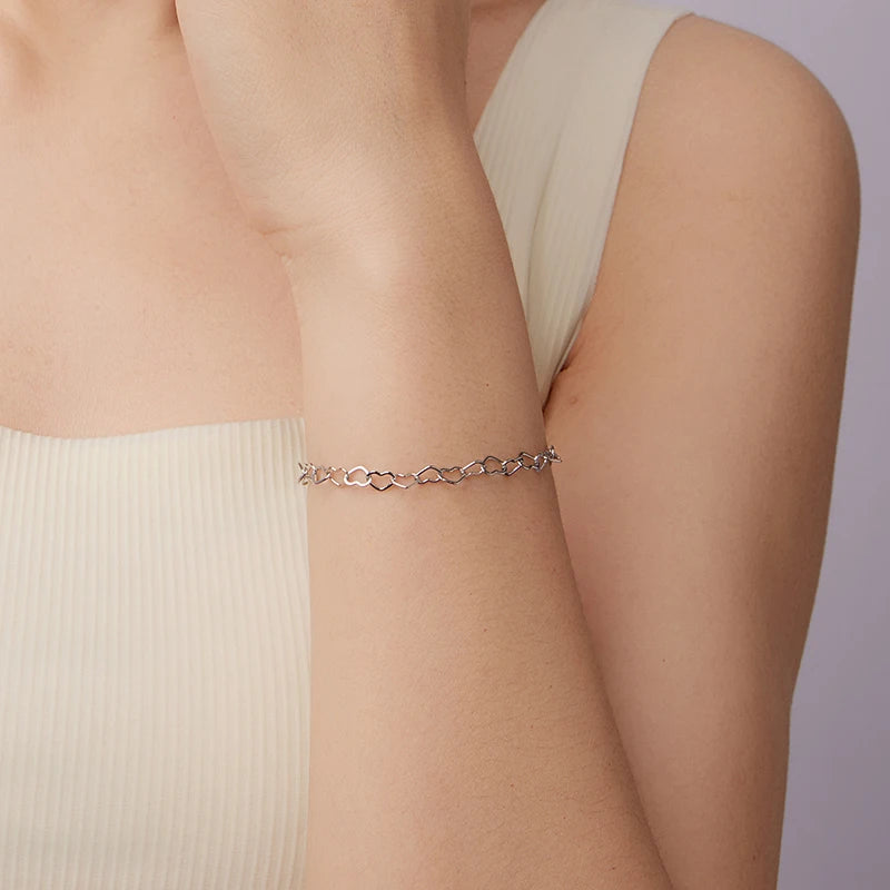 Bracelet à Breloque Cœur en Argent 925