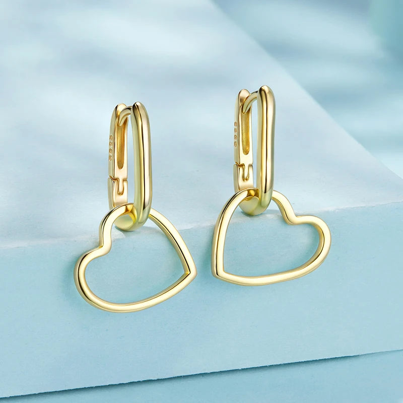 Créoles en U Pendentif Cœur Ajouré en Argent 925