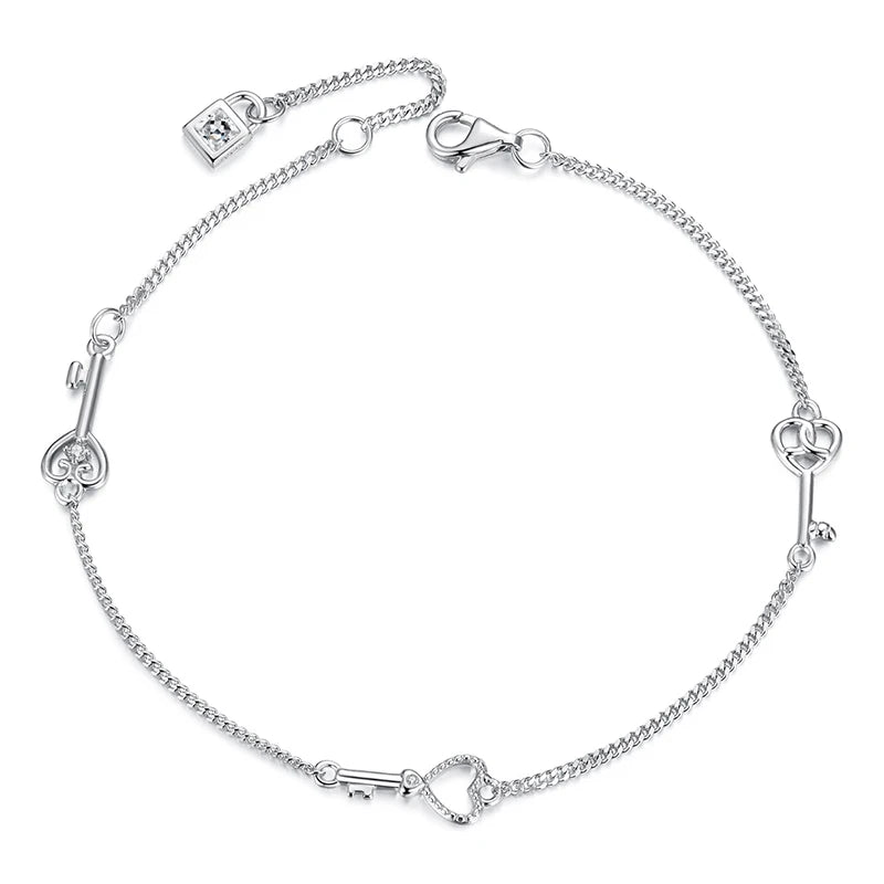 Bracelet à Breloque Clé en Argent 925