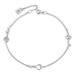 Bracelet à Breloque Clé en Argent 925