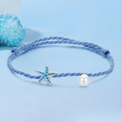 Bracelet Perles Coquillage et Étoile de Mer en Argent 925