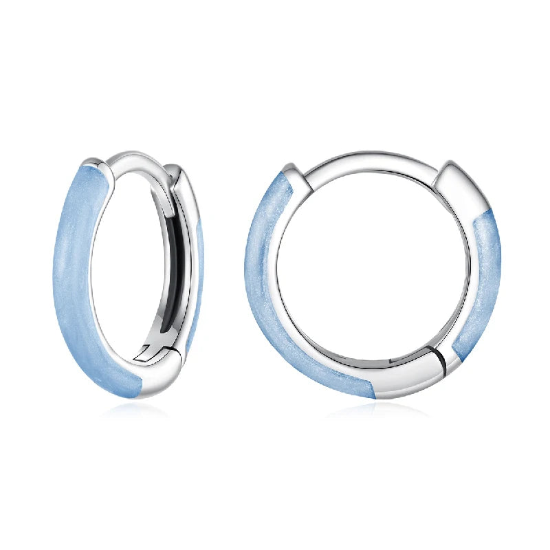 Créoles Anneau Bleu en Argent 925