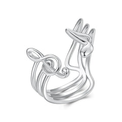 Bague Ajustable Note de Musique en Argent 925