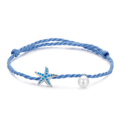 Bracelet Perles Coquillage et Étoile de Mer en Argent 925