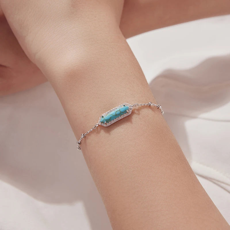 Bracelet Turquoise Minimaliste en Argent 925