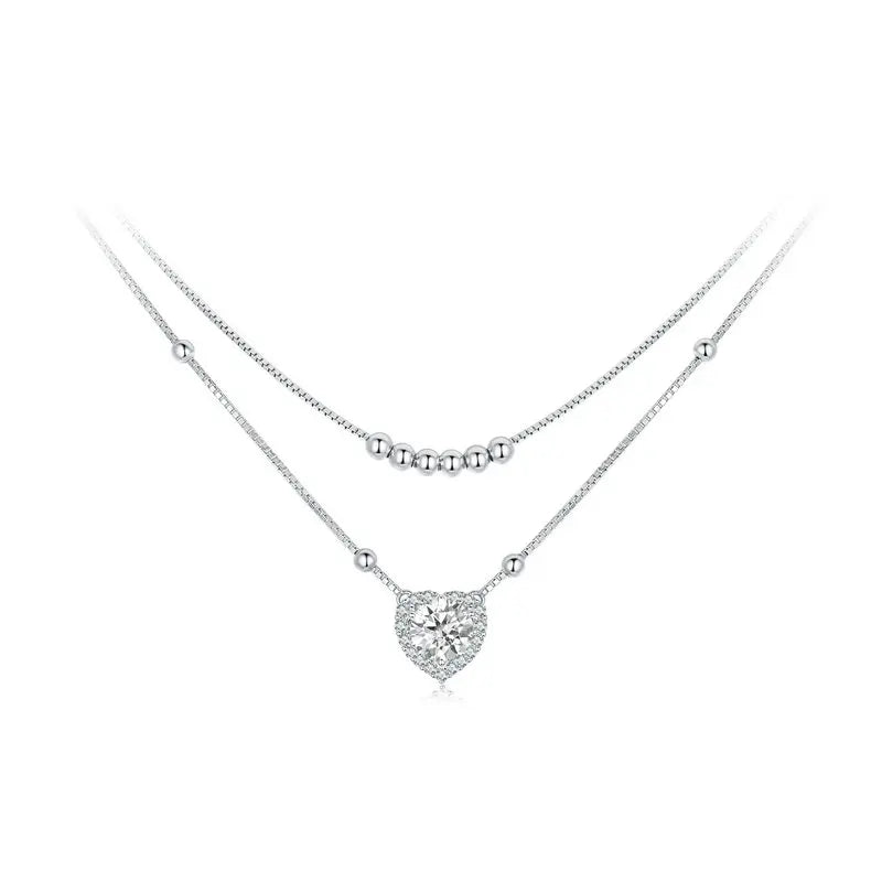 Collier Moissanite Double Rang en Argent 925 avec Certificat