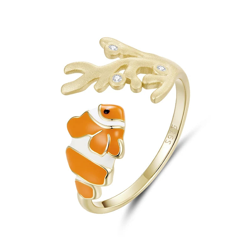 Bague Ajustable Poisson-Clown en Argent 925