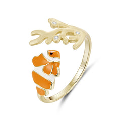 Bague Ajustable Poisson-Clown en Argent 925