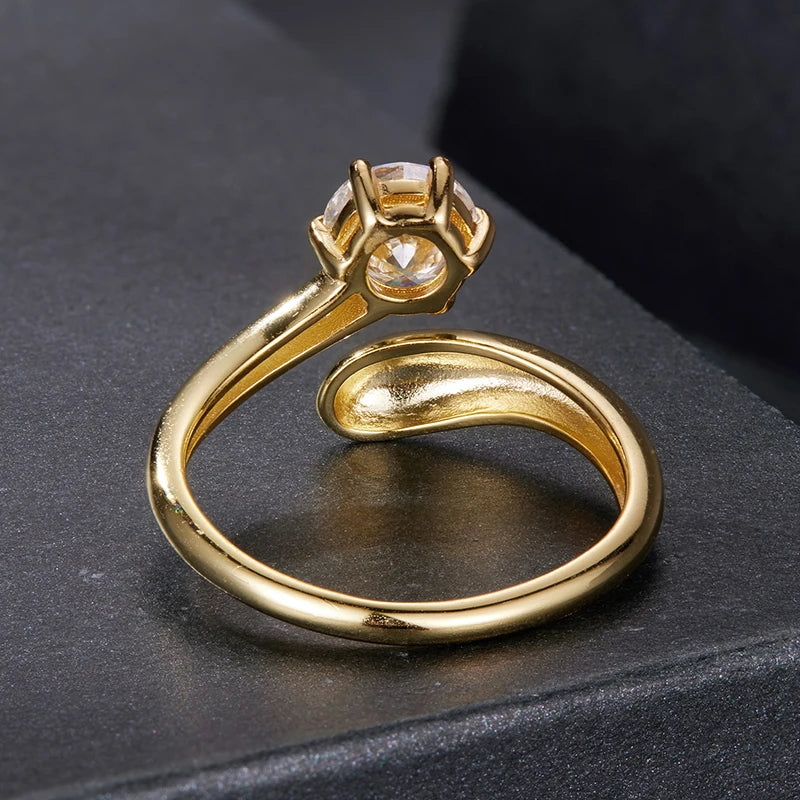 Bague Ajustable Moissanite Tendance en Argent 925 avec Certificat