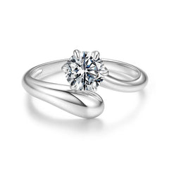 Bague Ajustable Moissanite Tendance en Argent 925 avec Certificat