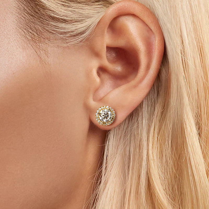 Boucles d'Oreilles Puces Moissanite 1ct en Argent 925 avec Certificats