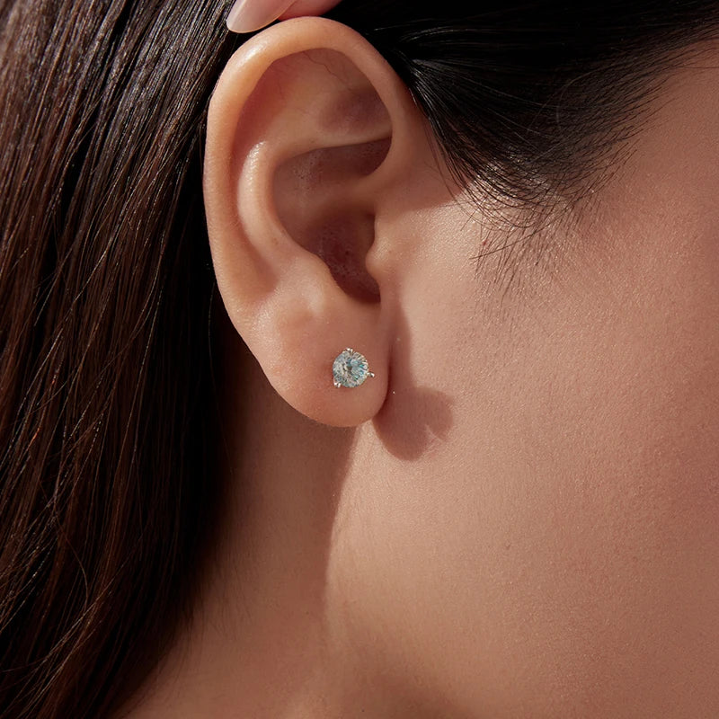 Boucles d'Oreilles Puces Pierre Feu d'Artifice en Argent 925