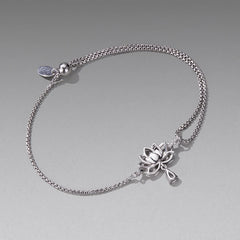 Bracelet Coulissant Fleur de Lotus en Argent 925