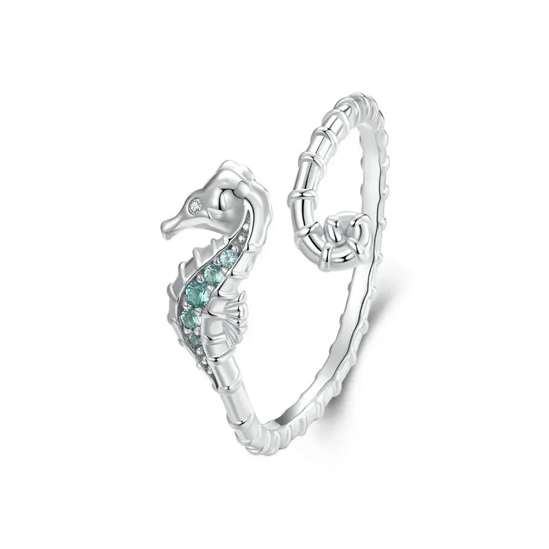 Bague Ajustable Hippocampe en Argent 925
