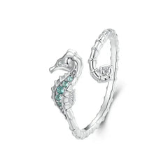 Bague Ajustable Hippocampe en Argent 925