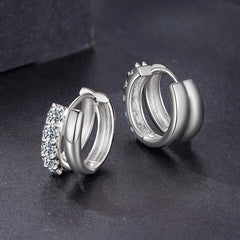 Créoles Double Rang Moissanite en Argent 925 avec Certificat