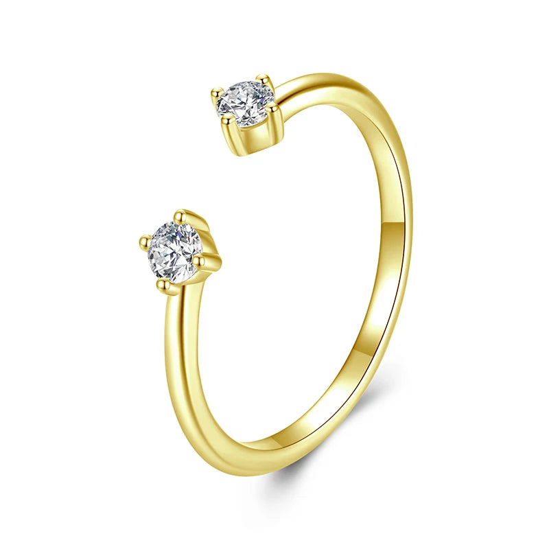 Bague Ajustable Moissanite Délicate en Argent 925 avec Certificat