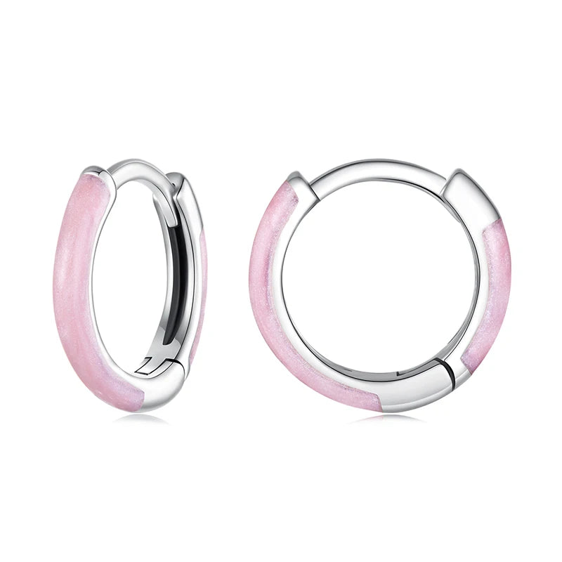 Créoles Anneau Rose en Argent 925